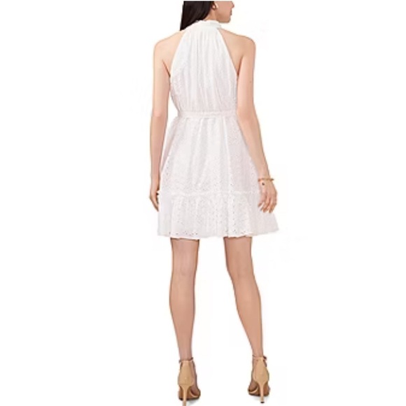White Eyelet Dresses Sam And Jess Sleeveless Fit Flare tie front Summer Dress L - Picture 2 of 10